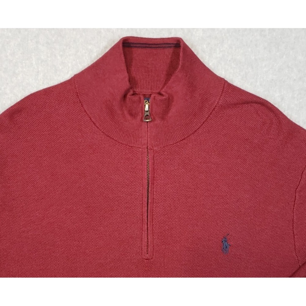 Polo Ralph Lauren‎ Pima Cotton Quarter Zip Sweater Mens Maroon Sz XXL Pullover - Picture 3 of 11